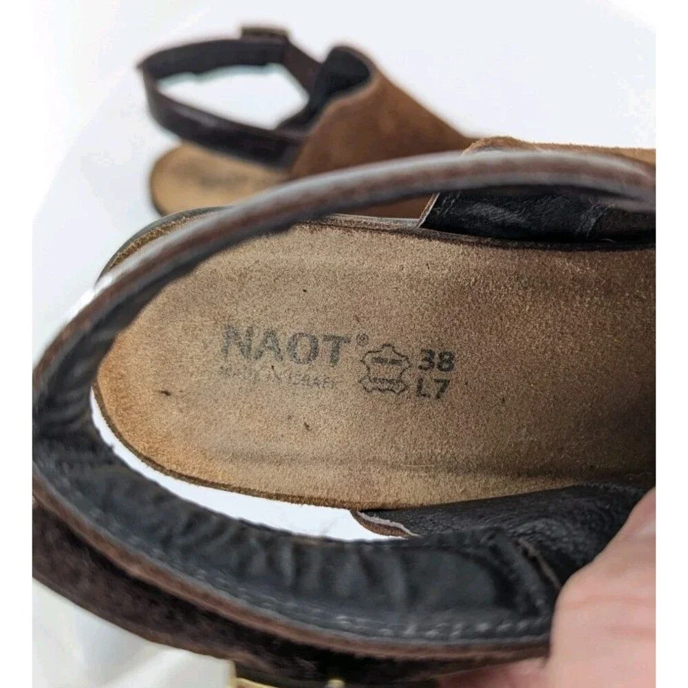NAOT Upgrade US 7 EU 38 Womens Slingback Mule Clog Brown Suede Leather Comfort